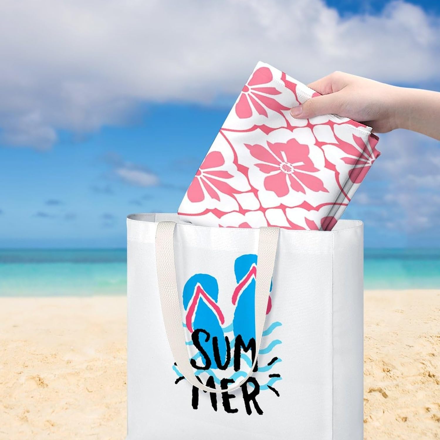 Swimming Towel, Red and White Pattern Printed Fashion Towel,Portable Towel,Durable Towel