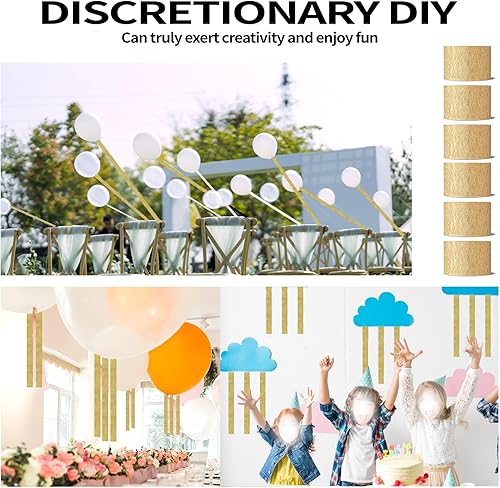 Miniatura 4 de Serpentinas de papel crepé, 6 rollos de 492 pies, paquete de serpentinas de fiesta de colores dorados (1.8 pulgadas x 82 piesrollo), para