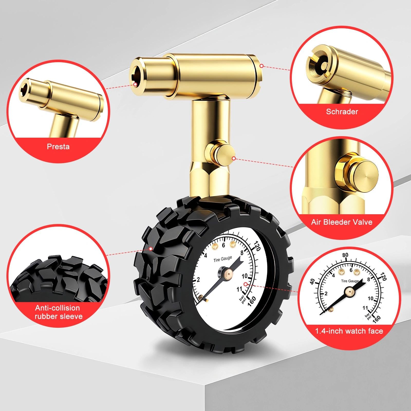 ATsafepro 61-Sztukowy 1/4" 1-25 Nm Klucz Dynamometryczny Rower Zestaw, Manometr Ciśnienia w Oponach 11 Bar, Dokładność ±3%, Mechanizm 72 Zęby Dwukierunkowy, Narzędzie do Zaworów, 40 Bitów, Przedłużka,