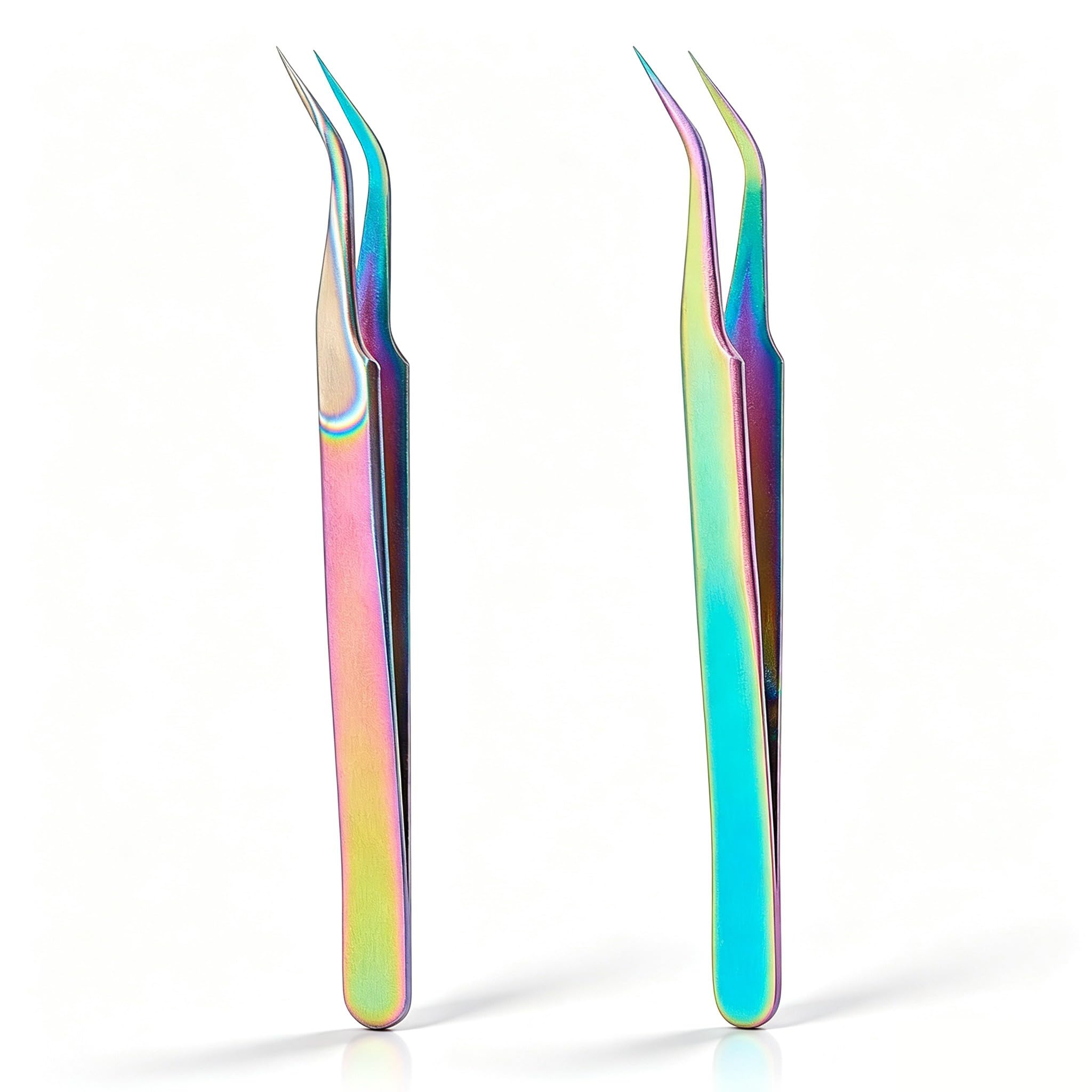 UNICRAFTALE 2pcs Stainless Steel Curved Pointed Craft Tweezer Rainbow Sticker Picking Tool Tweezer for DIY Craft Precision Tweezers Jewelry Making Electronics and Laboratory Works 12.1x0.95cm