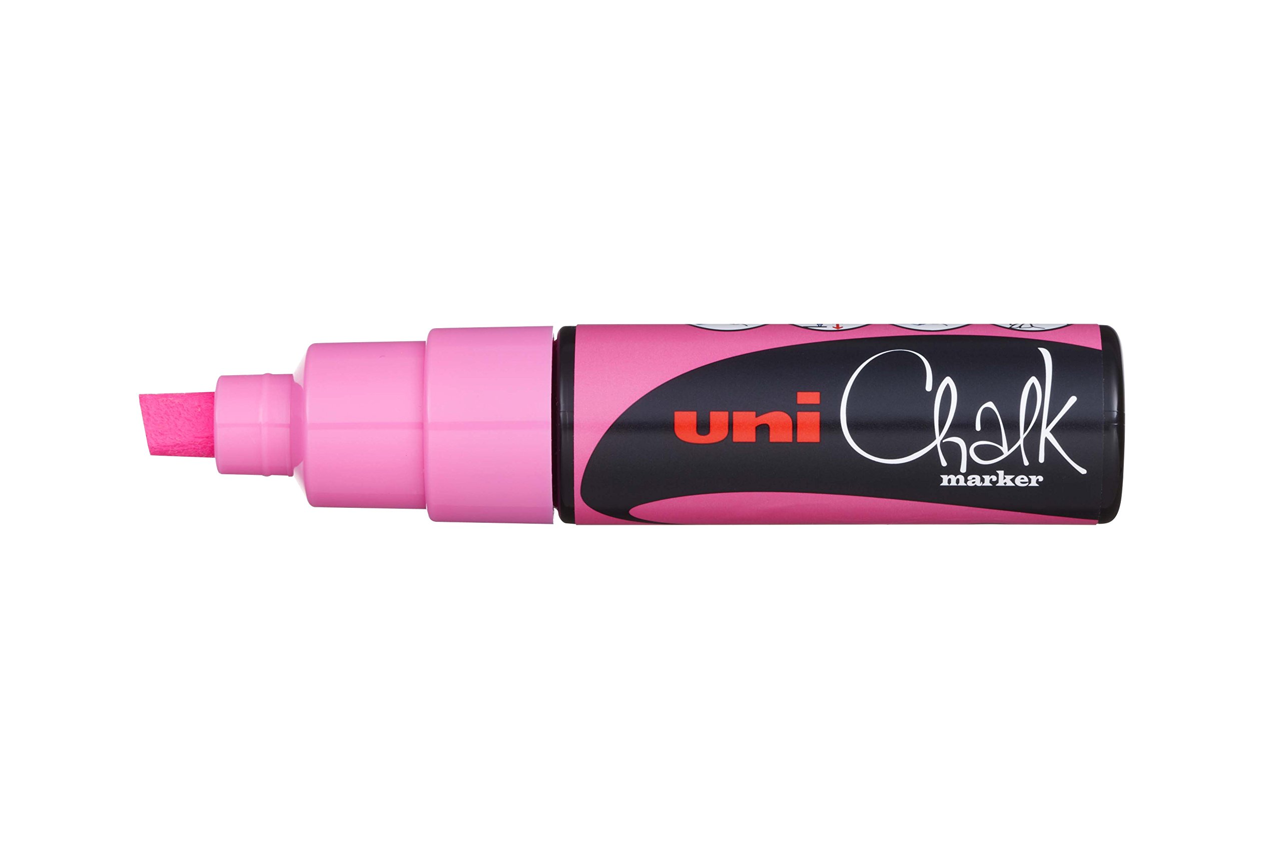 Uni Chalk Marker Pen Pwe-8K Broad Chisel Tip - Fluorescent Pink / Single - Marker for Writing on Glass