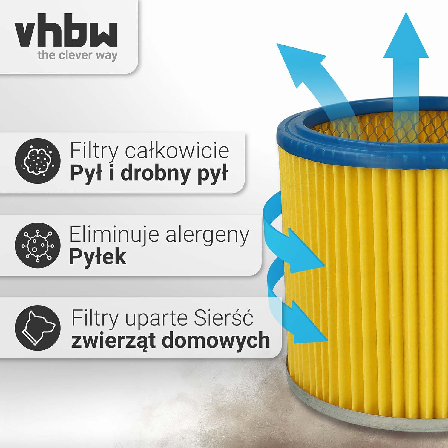 vhbw 10 x filtr okrągły / filtr lamelowy pasujący do Rowenta Allround NT RU-30.1, RU-100, RU-101, RU-105 filtr centralny do odkurzacza, odkurzacz uniwersalny