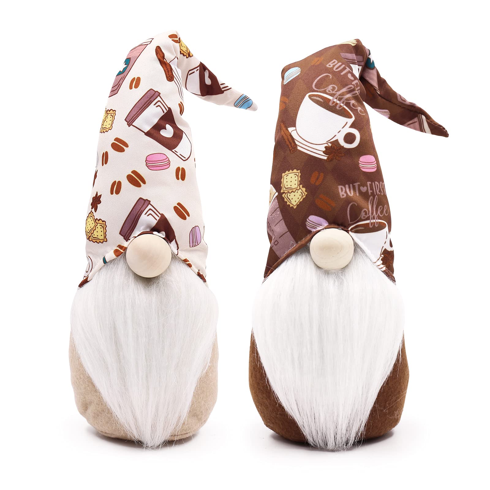 Coffee Gnomes Decor Coffee Stuffed Gnomes Plush Swedish Tomte Nisse Decorations for Coffee Station Farmhouse Tiered Tray Decor Set of 2