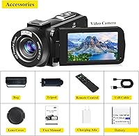 Vista 2 de Cámara de video, videocámara Full HD 1080P 30MP, cámara de vlogging para YouTube con visión nocturna infrarroja, zoom digital de 18X, pantalla LCD