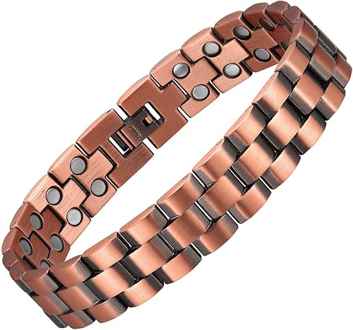 Miniatura 8 de MagEnergy Copper Bracelet for Men, 99.9% Pure Copper Magnetic Bracelet with Double Row Magnets Adjustable Jewelry Gifts