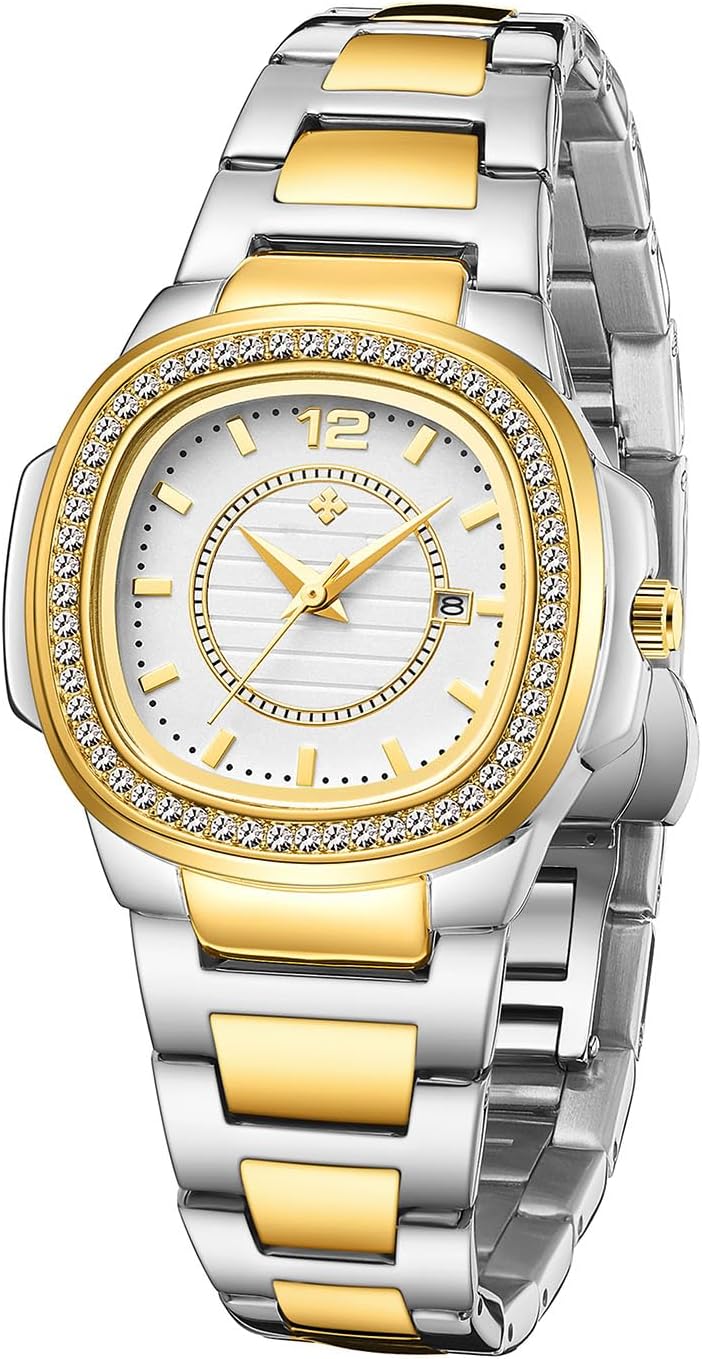 Women's Watches Fashion Square Dial Stainless Steel Waterproof Date Diamond Ladies Dress Wristwatches