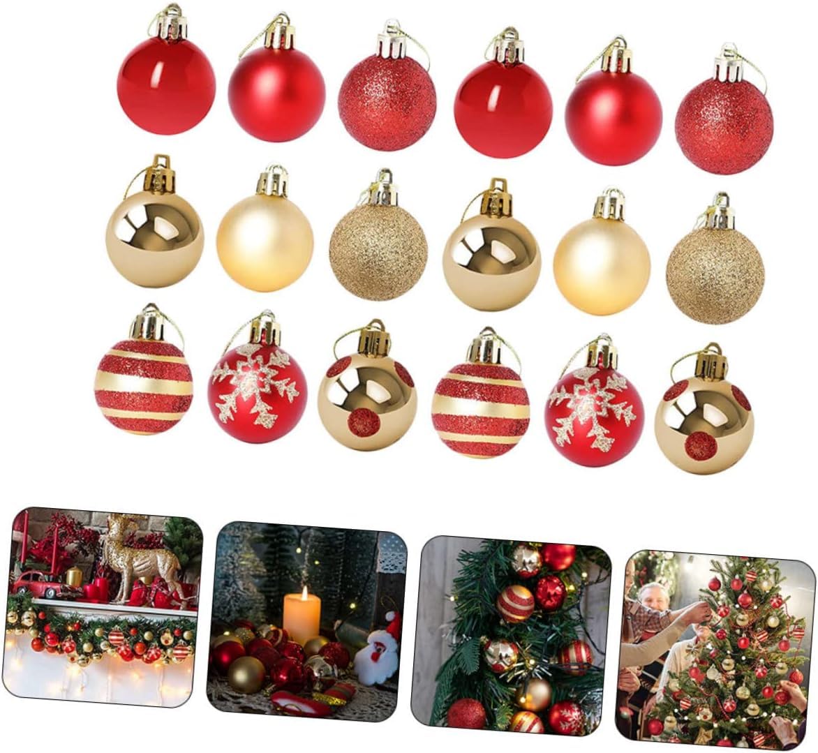 Palline di Natale per l'albero di Natale, 50 pezzi Palline di Natale placcate Palline di Natale Decorazioni per palline di Natale Ornamenti per palline di Natale Abito rosso Decorazioni per esterni