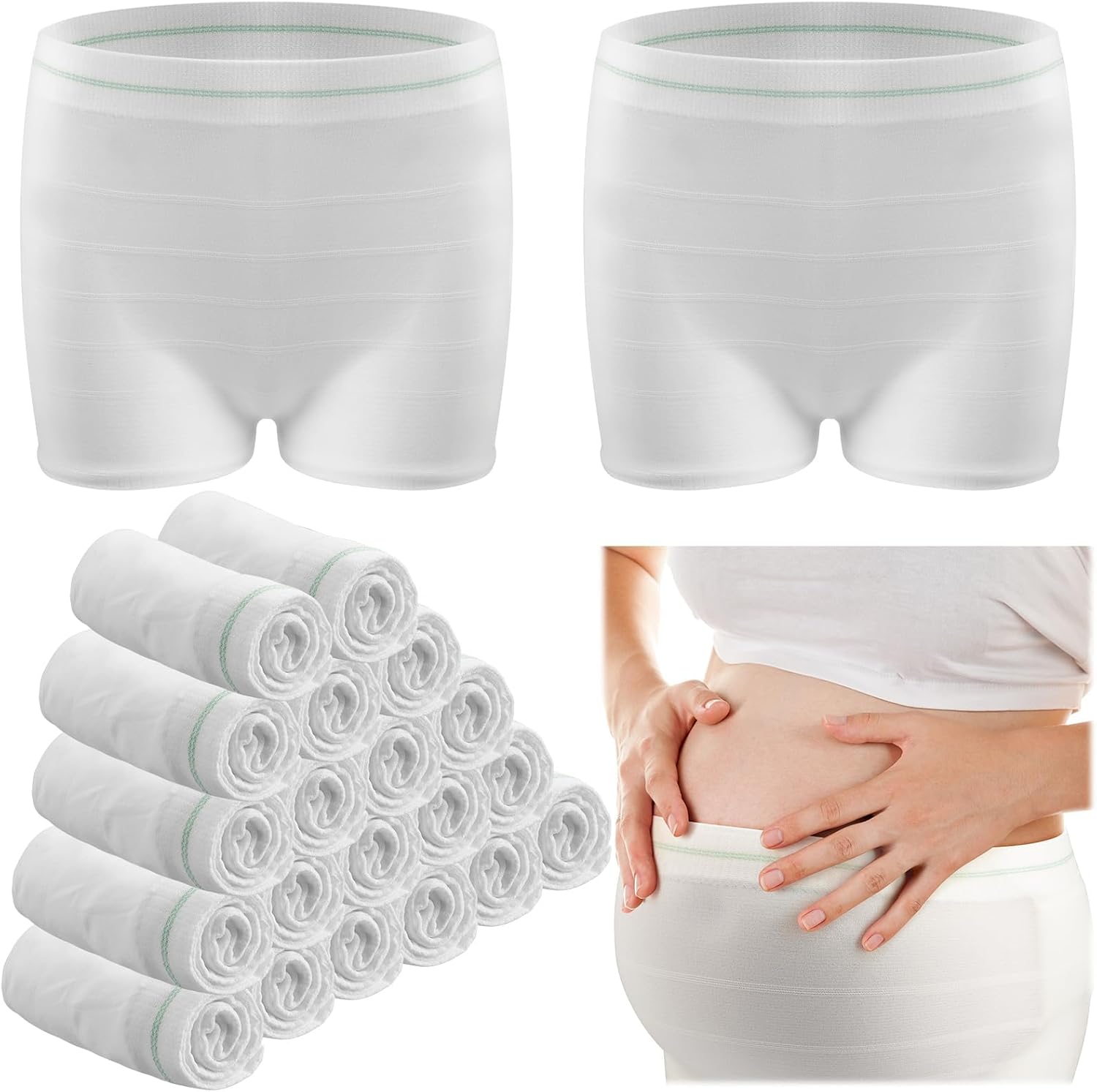 Gmaro 10 Pcs Mesh Postpartum Underwear, Maternity Underwear, XL High Waist Mesh Panties C Section Post Partum Undies White Hospital Recovery Maternity Briefs for Women