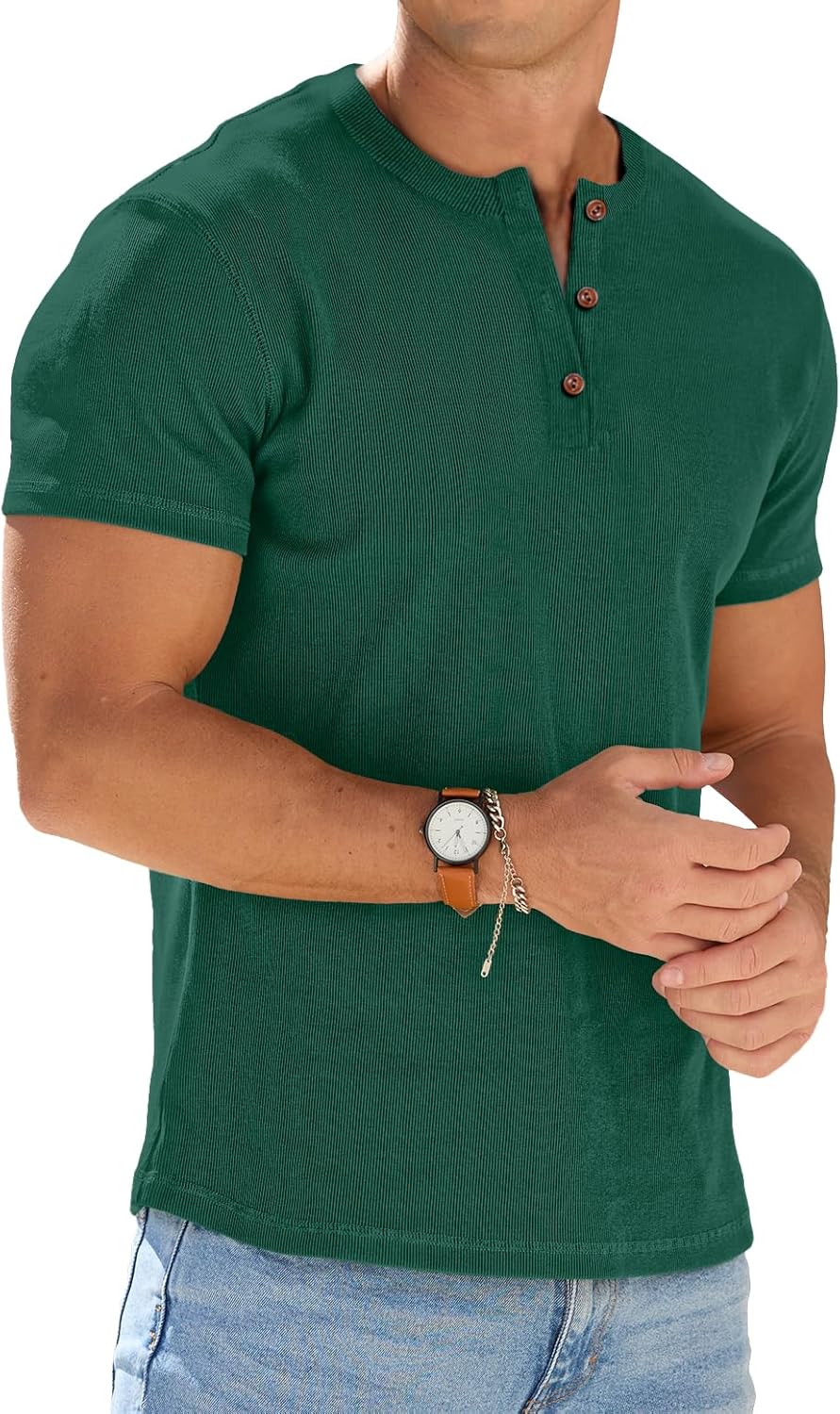 Sailwind Mens Muscle Henley Shirts Lightweight Workout T-Shirt Gym Tee Athletic Short Sleeve with Button