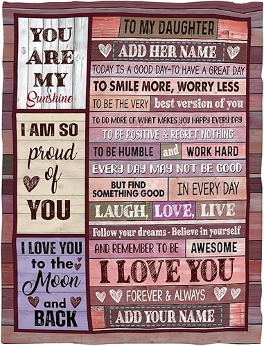 S90754 - Manta de vellón personalizada con nombre para mi hija, I Love You to The Moon and Back, Follow Your Dream Believe in Yourself, manta de