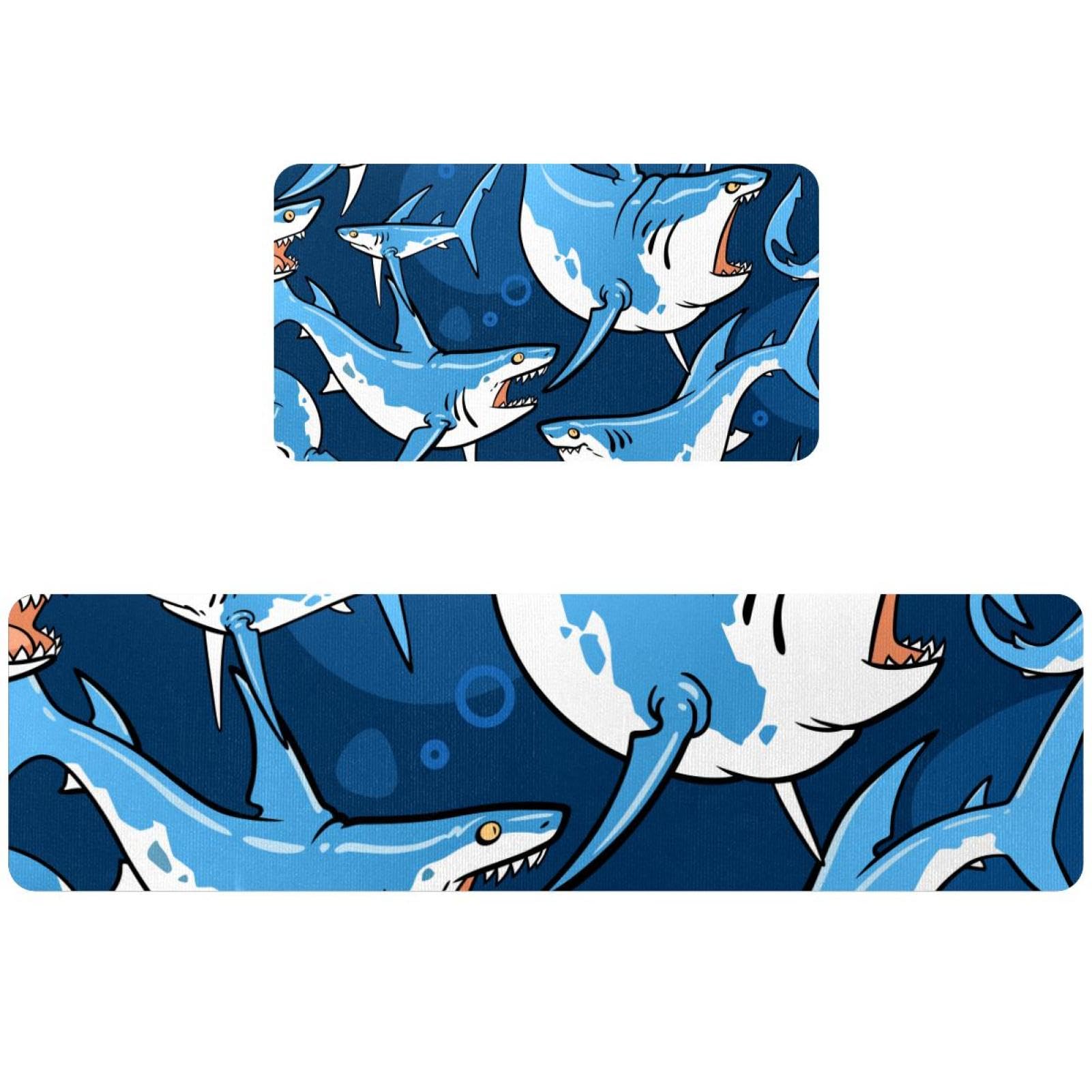 Tapis de cuisine antidérapant lot de 2 style requin pour éviter les glissades