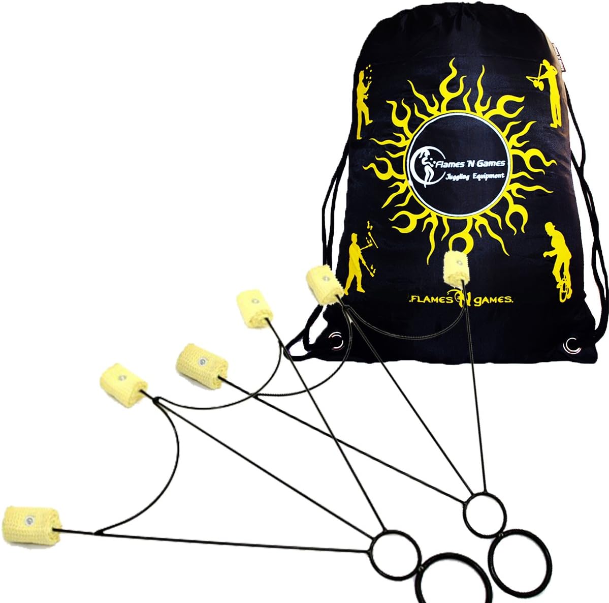 TRIO Black FIRE FANS Pair Single Ring KT Fire Dancing Fan Wick Burner