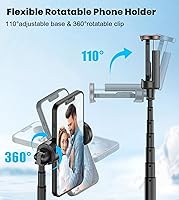 Vista 2 de TONEOF Trípode selfie stick de 60 pulgadas para video, soporte extensible todo en 1 para teléfono celular con control remoto integrado, trípode