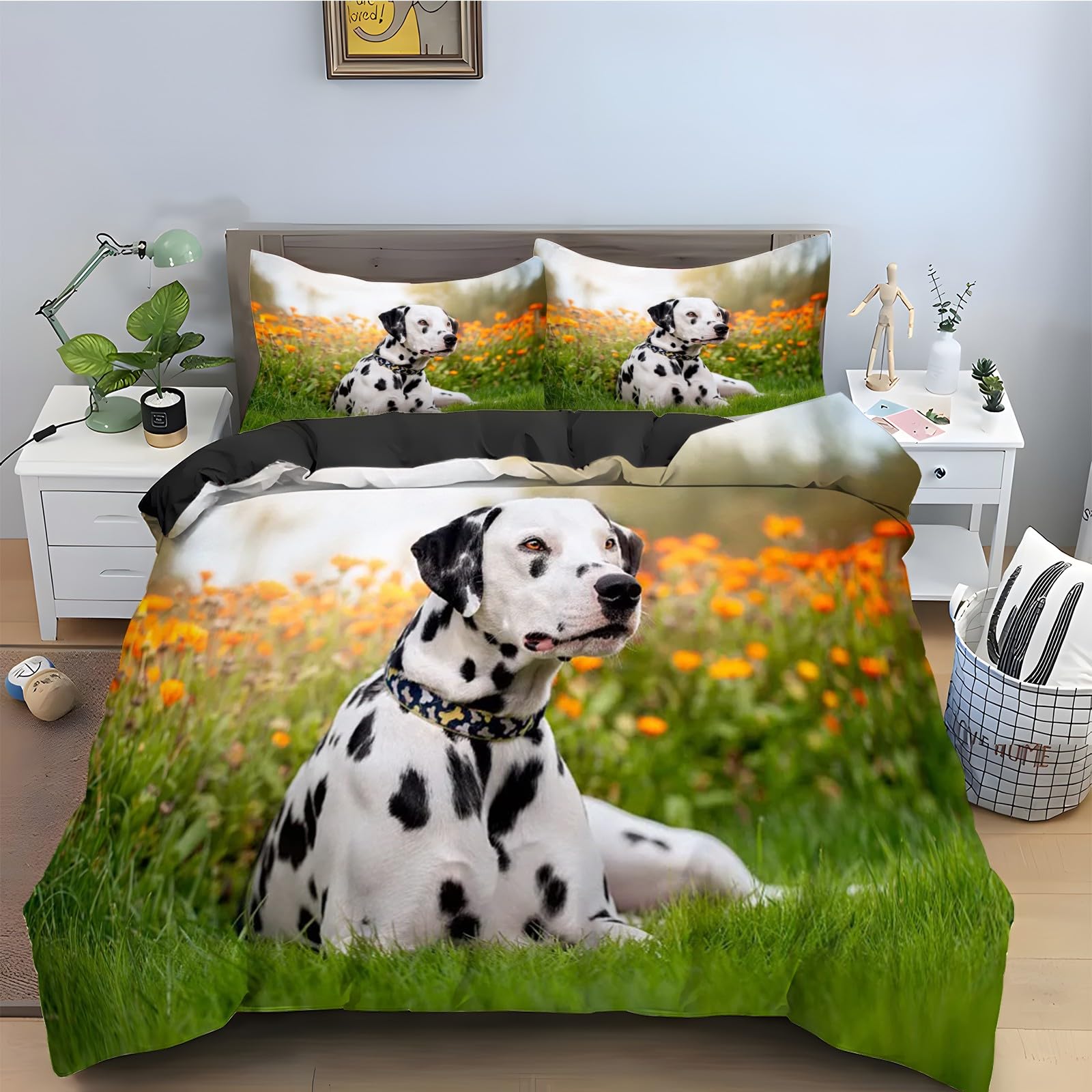 Ensemble de literie Dalmatien en microfibre douce avec fermeture éclair pratique