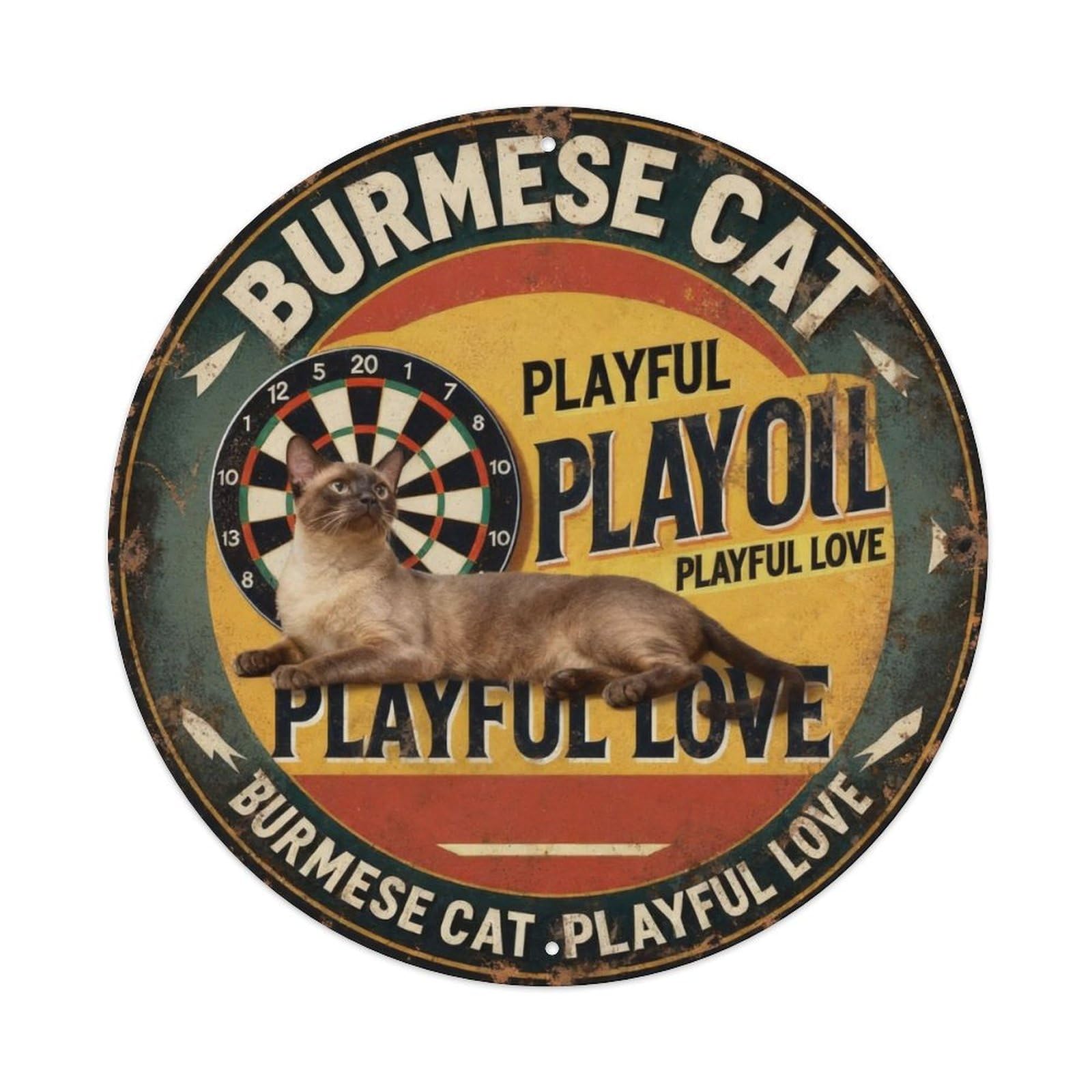 Burmese Cat Playful Love Metal Tin Sign Plaque
