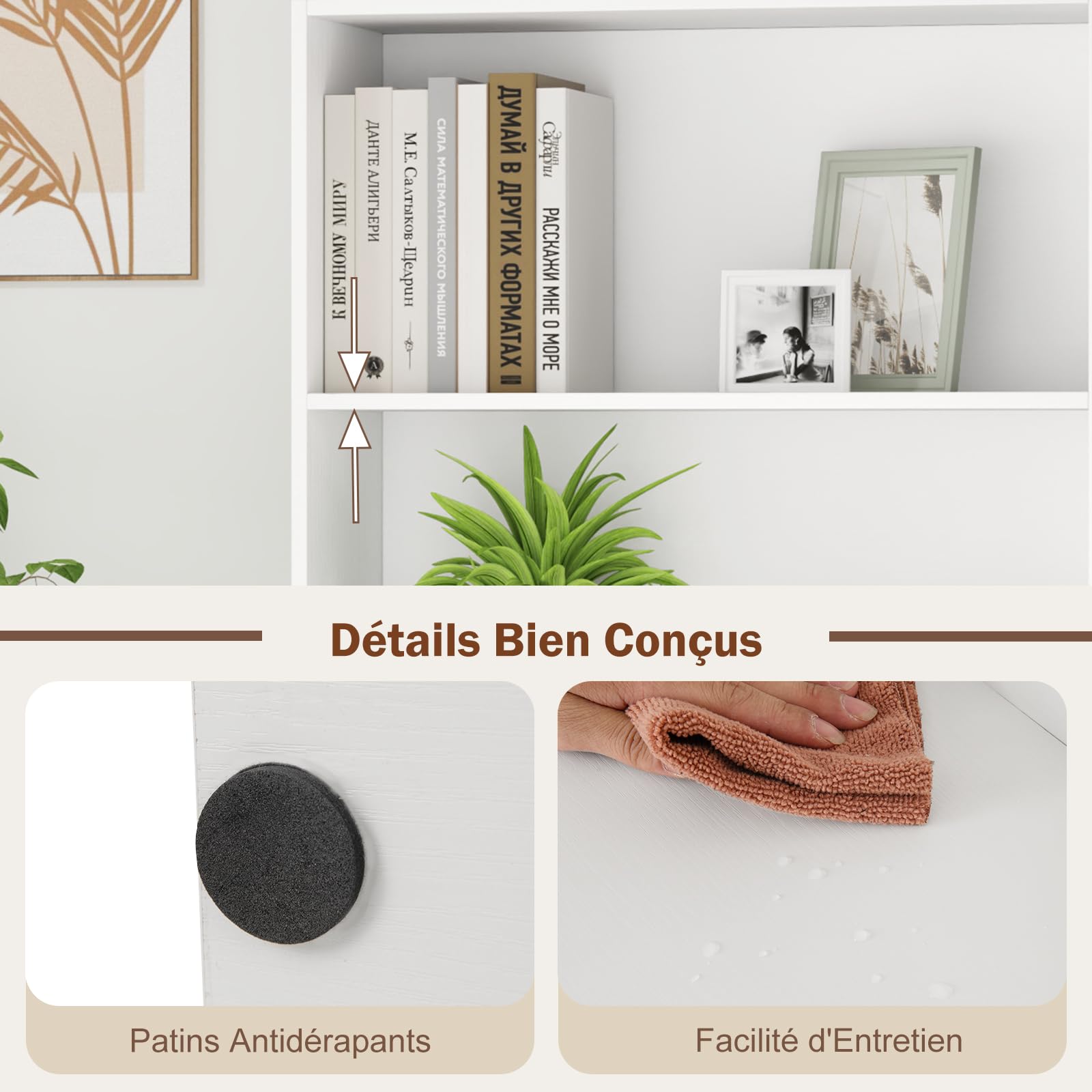 GOPLUS Bibliotheque sur Pied à 6 Niveaux, 178 cm Bibliothèque Meuble de Rangement en Bois avec Étagères Ouvertes, Range-Livres pour Salon, Bureau, Chambre, Salle d'Étude (Blanc)