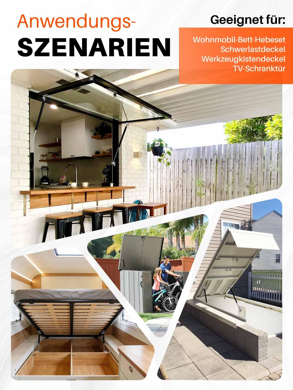 Gasdruckdämpfer 500MM 200N/20KG Gasdruckfedern mit Haltern Universell Möbel Stoßdämpfer Gasfeder für klappen Wohnwagen Bett LKW Fenster Schwere Abdeckungen, 2 Stück
