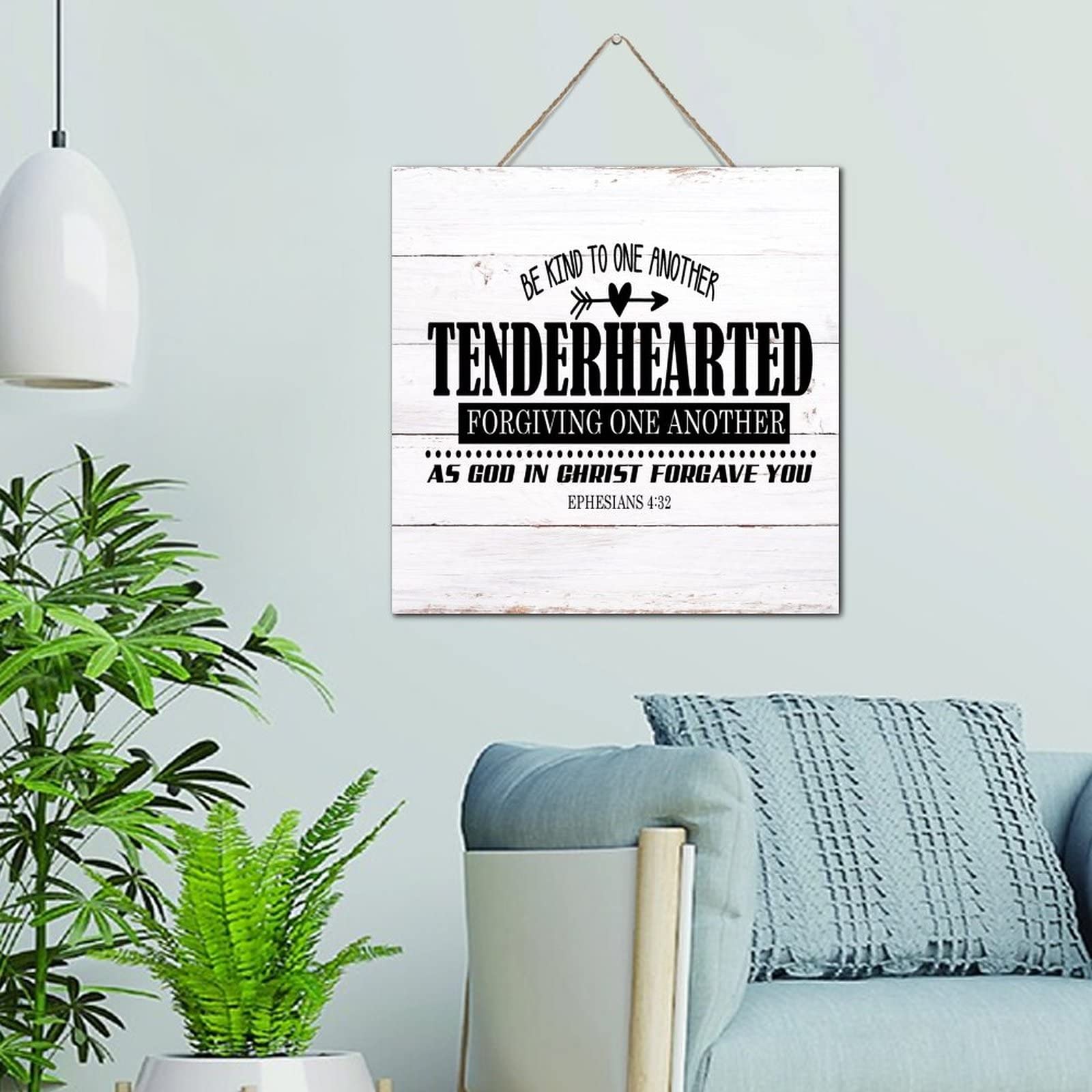 Panneau en bois Be Kind décoration murale moderne 30x30 cm pour la chambre et le bureau