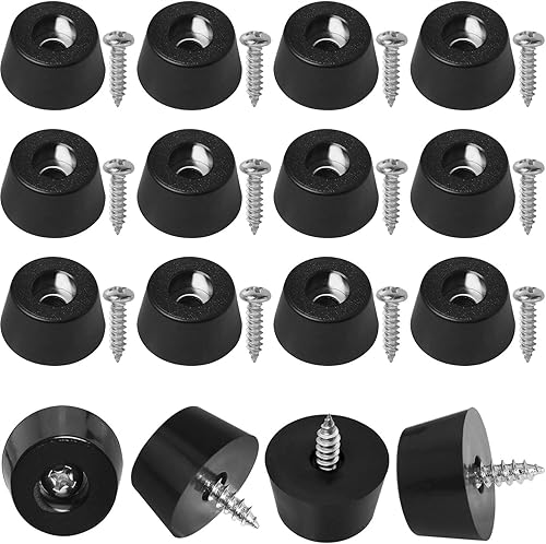 Tabla de cortar LUORNG 16 piezas de 0.787 x 0.630 x 0.413 in 0.79 x 0.63 x 0.41 pulgadas, almohadillas de goma negras redondas antideslizantes