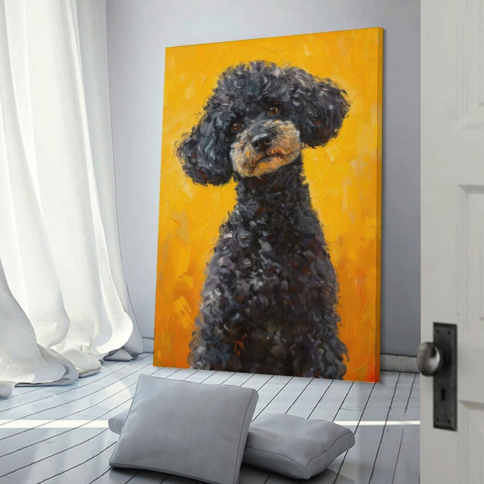 Junmoney Poodle Sunshine Charm Canvas Wall Decor, 20x30inch(50x75cm), for Office, Study Or Home Workspace, Wall Art That Adds Style to Work Areas