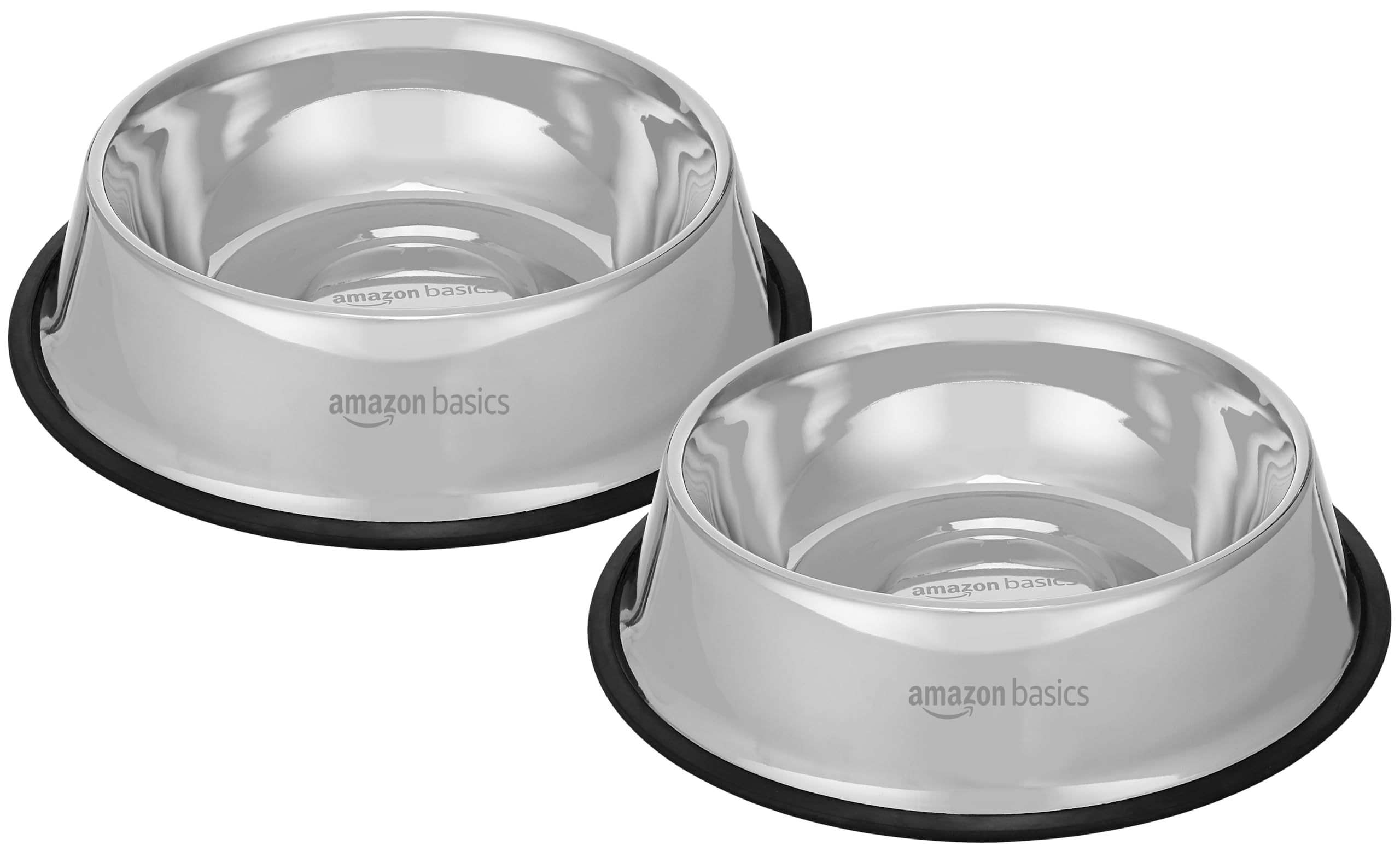 Dogs Stainless Steel Pet Feeding Bowl, 1800Ml, (Set of 2), 22.5 Cm, 28.5 Cm, 6.5 Cm, Medium