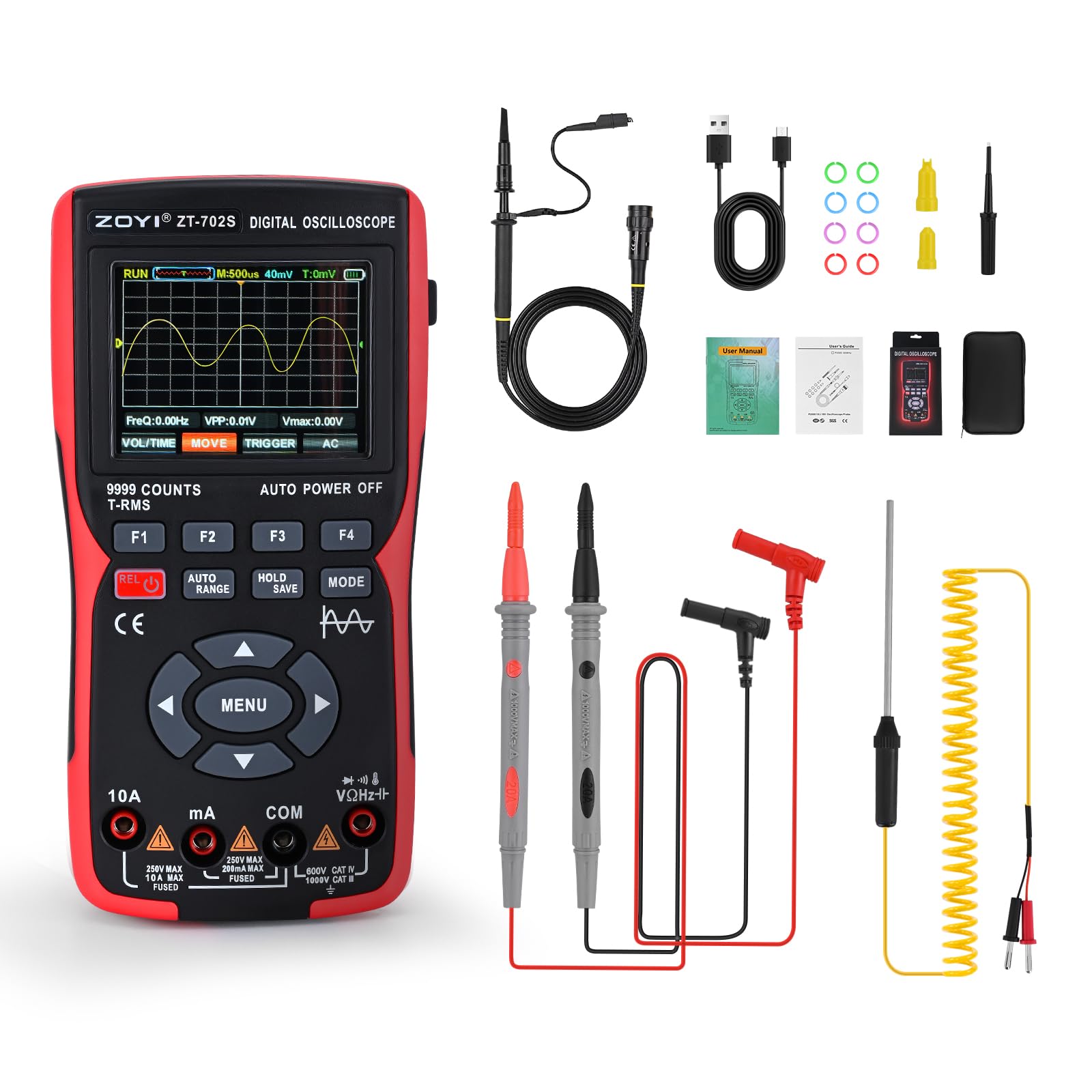 Oscilloscope Multimètre Numérique 2 En 1, Bande Passante de 10 MHz, Taux D'échantillonnage de 48 Msa/s, Kit de Testeur Oscilloscope