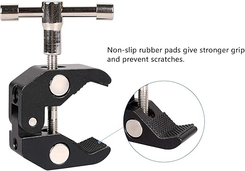 Miniatura 6 de Abrazadera súper con rosca de 1/4 y 3/8 para fotografía, monitor de cámara, luz LED, paraguas, placa de vidrio, barras transversales, ganchos,