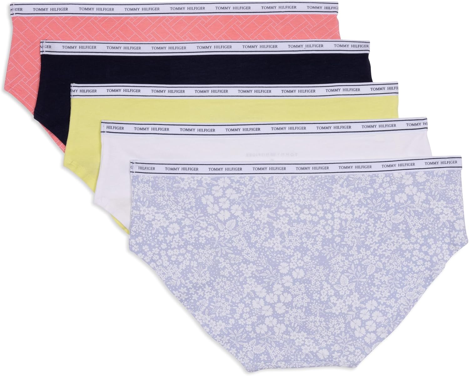 Tommy Hilfiger Adaptive Women's Classic Cotton Logoband Hipster 5 Pack
