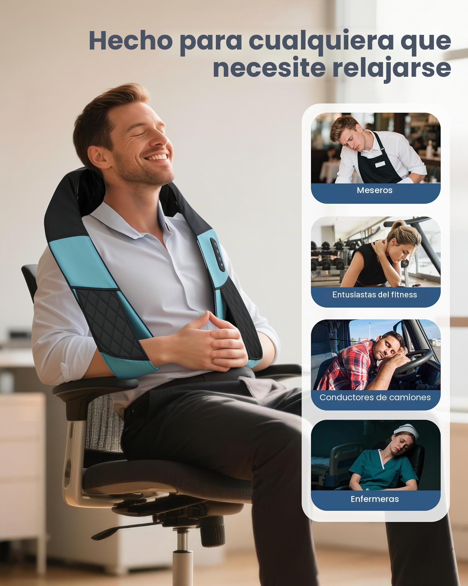 COMFIER Masajeador Cervical y Espalda Inalámbrico con Shiatsu y Calor, Masajeador Cervical Profundo 3D, Alivia el Cuello, la Espalda y la Columna Lumbar, Regalo para Mujeres y Hombres