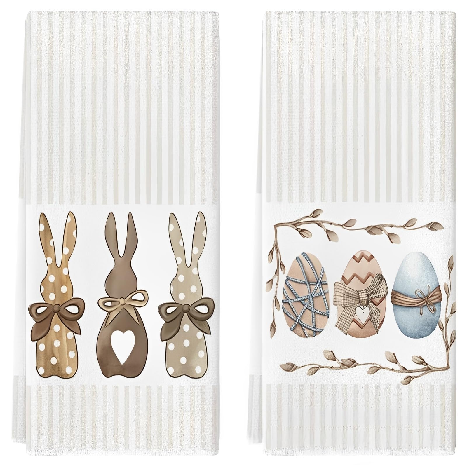 2er Set Geschirrtücher Ostern Mikrofaser (40x60 cm) – Saugfähige Küchentücher mit Hasen & Eier Motiv, Geschirrtuch Frühling, Schöne Osterdeko & Osterdekoration für die Küche, Zuhause, Saisonale Küche, Haushalt & Wohnen