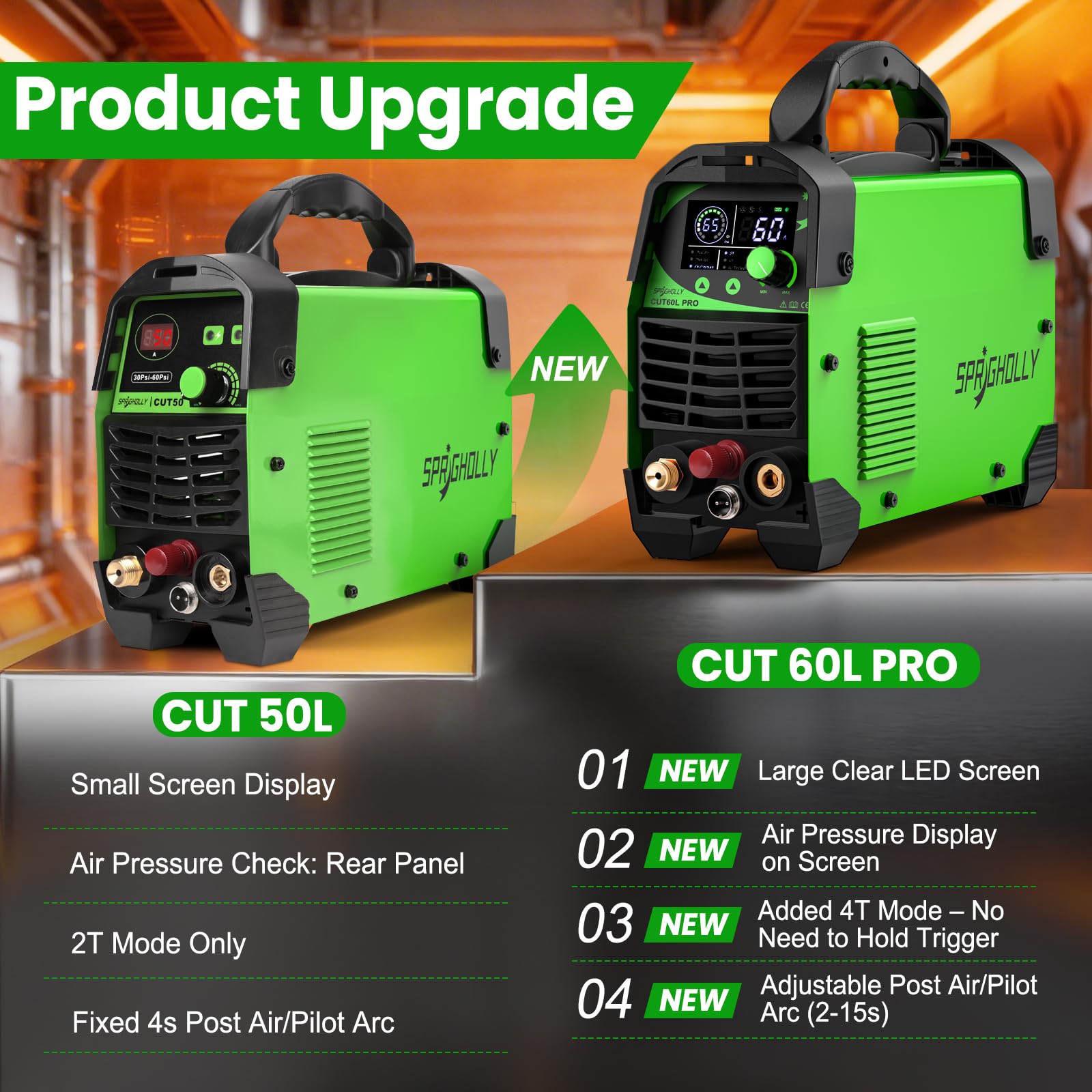 CUT60L PRO – Découpeur Plasma 60A IGBT avec Arc Pilote Haute Fréquence, 240V, Modes 2T/4T – Épaisseur max. 16 mm, Affichage LED, Léger et Portable