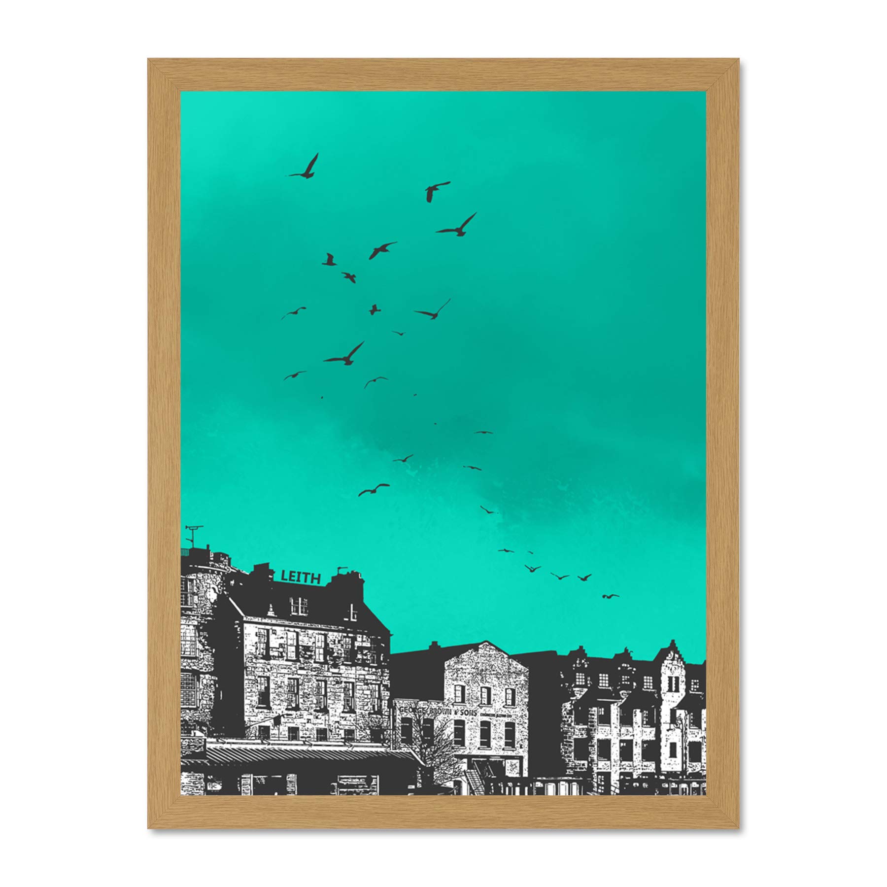 Wee Blue Coo Rooftop Birds Leith 18x24 Large Framed Art Print Poster Wall Decor 18x24 inch