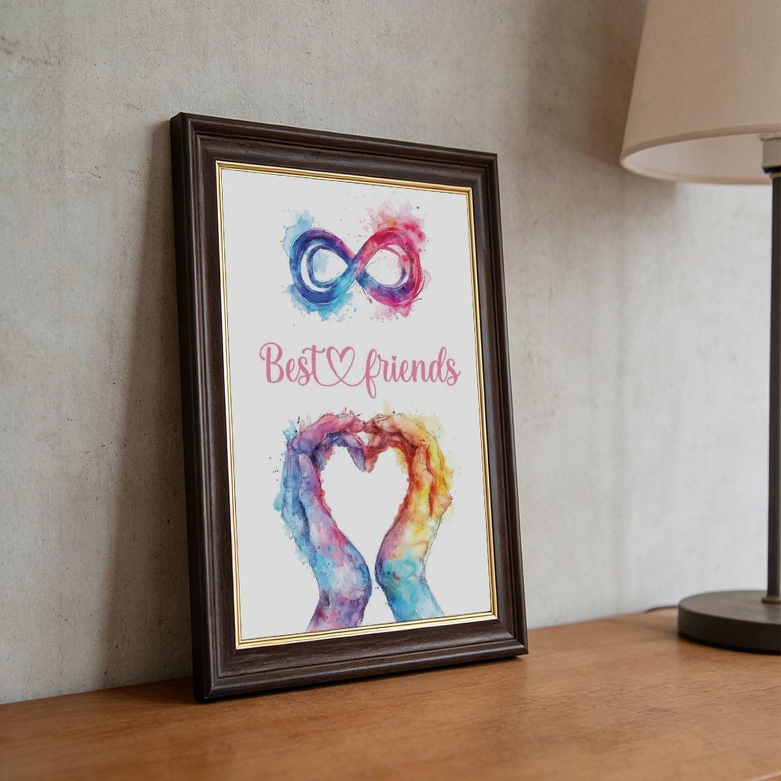 Acquerello Cuore Pittura Tema di Amicizia Infinita Tela Poster Camera Da Letto Decorazione Paesaggio Ufficio Camera Decorazione Regalo 61 cm L X 91,4 cm W