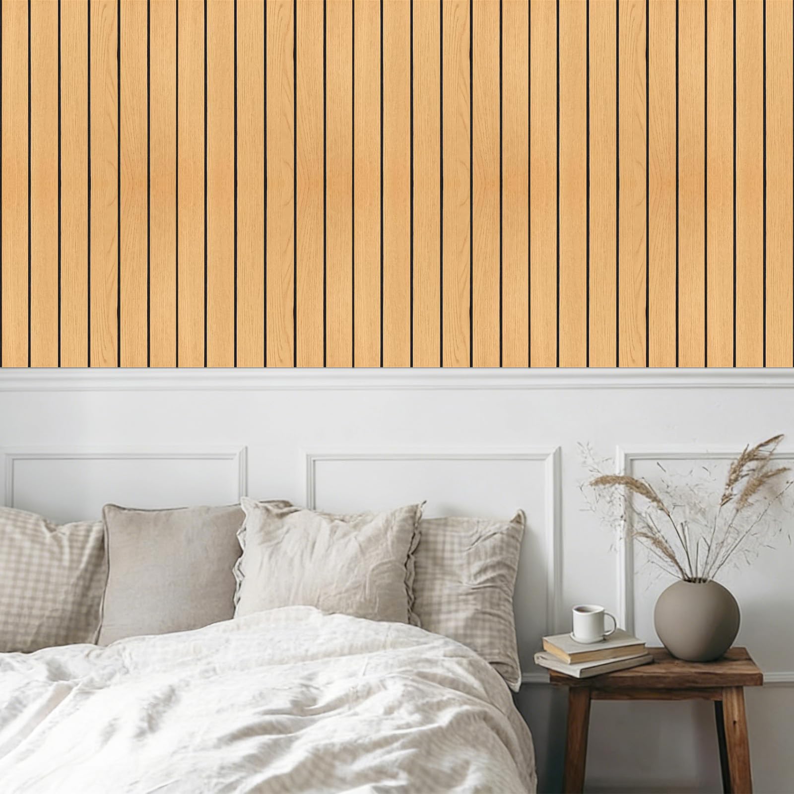 Pannelli Murali Autoadesivi Effetto Legno 30×30 cm – pannelli fonoassorbenti in PVC Fonoassorbenti​​legno pannelli per pareti decorativi rivestimento murale in PVC per salotto, camino (Bruno)
