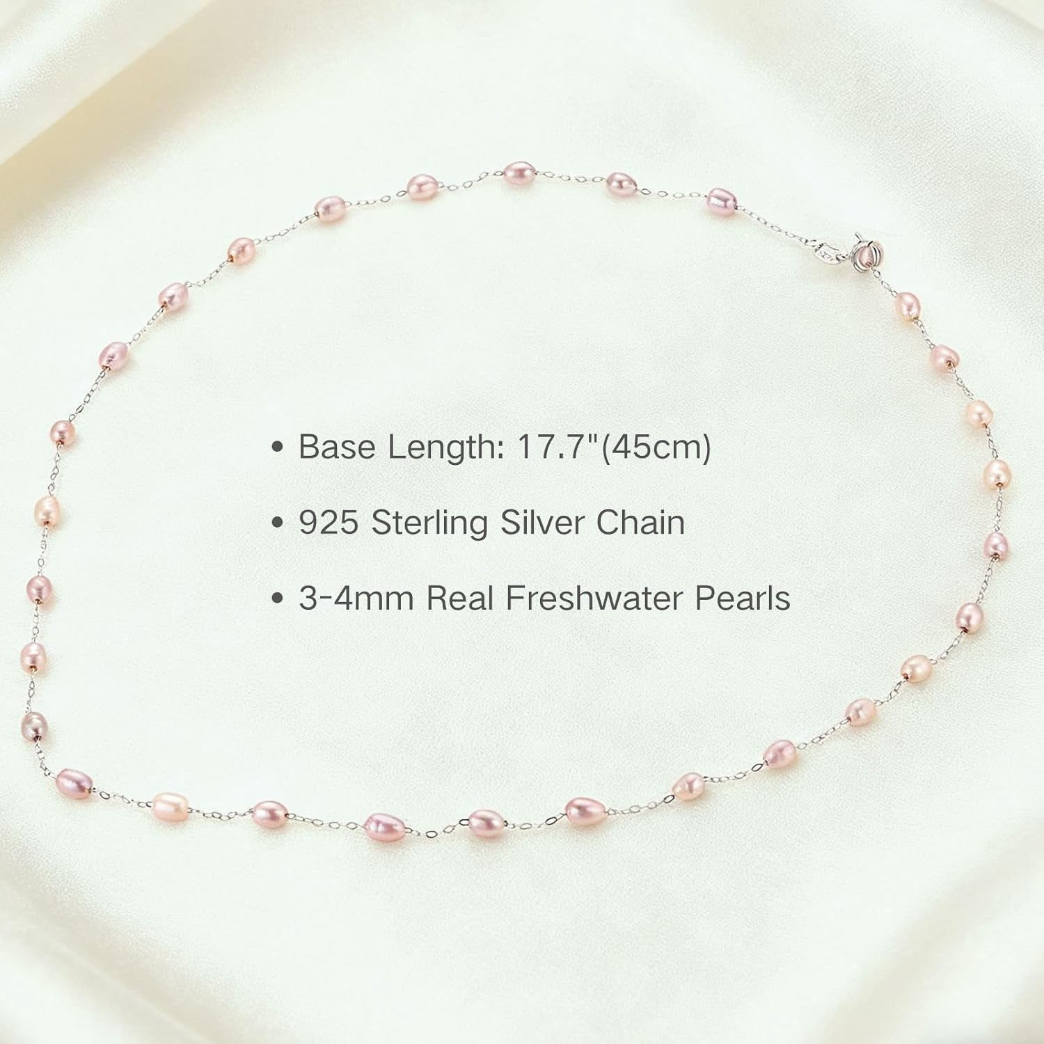 Dainty Pearl Necklace for Women, White Pink Freshwater Pearl 14K Gold Plated or Silver Chain Choker Long Necklace Everyday Jewelry Wedding Christmas Gift