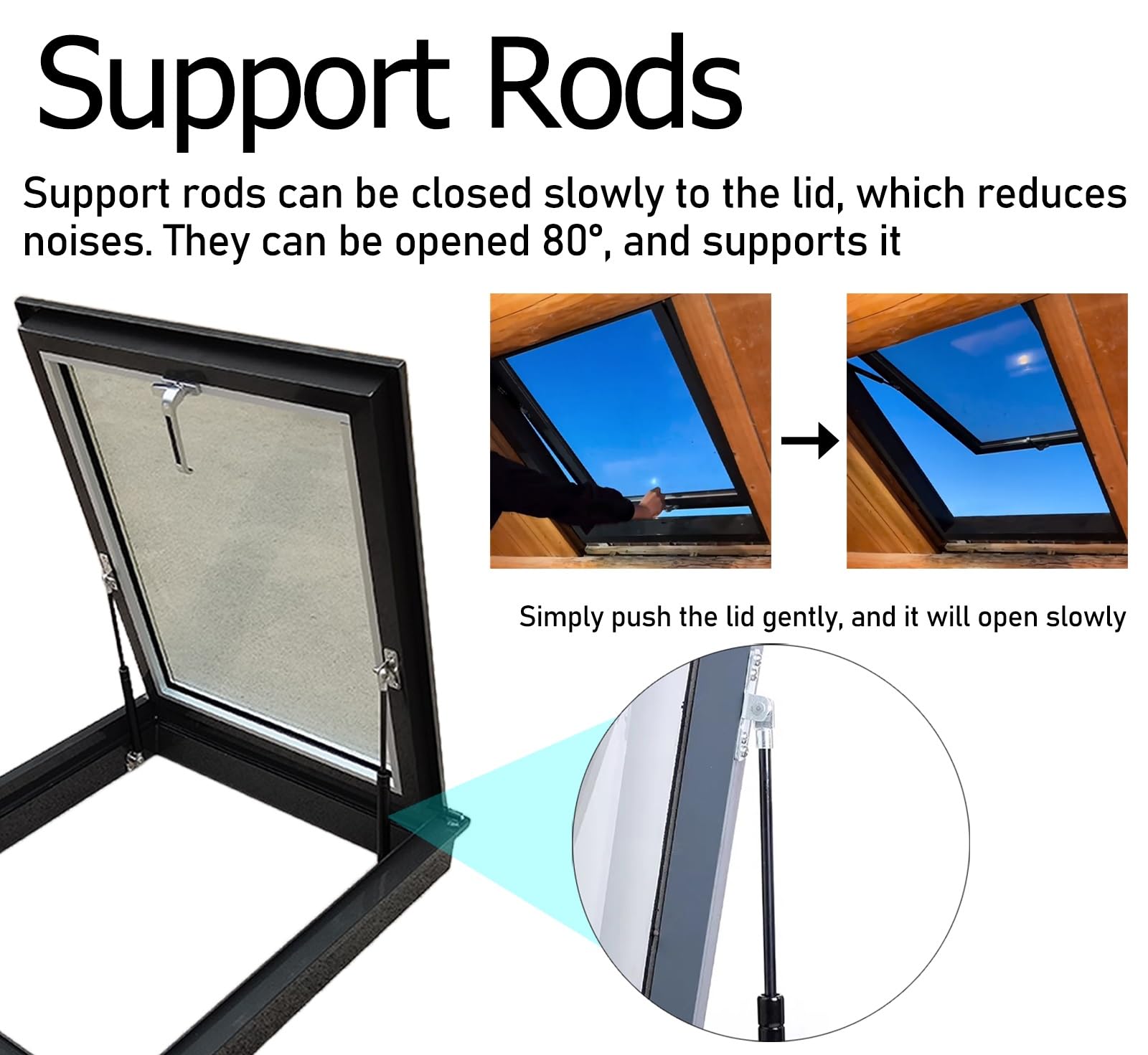 Trampilla de Suelo Ventana de acceso al techo, claraboya de salida de aluminio resistente con vidrio templado de doble capa, claraboya de instalación de cubierta de ventilación manual para pasillo, lo