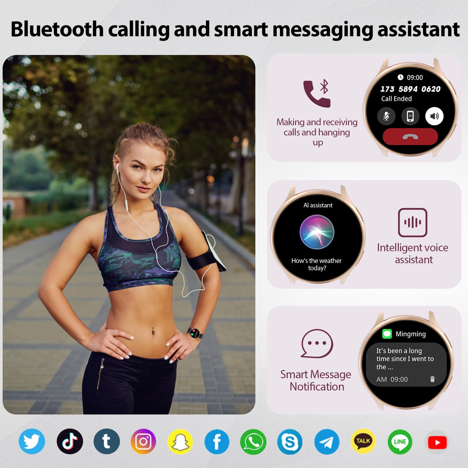 QEYUMYEU 2025 Smartwatch Donna con ET/HRV/SIRI - 1.39" TFT Orologio con Chiamate, 24H Sonno Cardiofrequenzimetro, SpO2, Ciclo Mestruale, IP68, Monitoraggio Fitness, per Android & iOS (Oro nero)