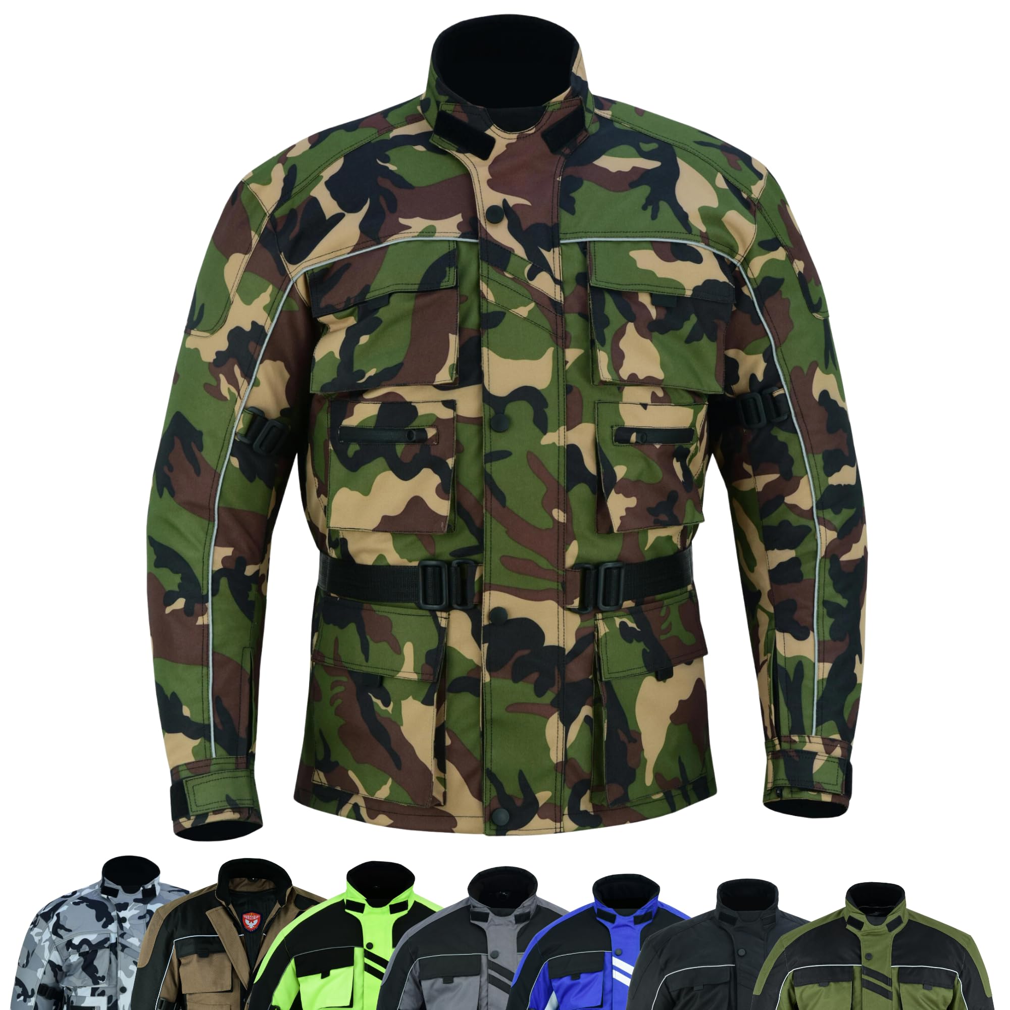 warrior gears 6 Pockets Mens Motorcycle Jacket, Textile Racing Motorbike Jacket, Hi-Vis Biker CE Protective Armored Jackets Mens Waterproof & Mesh Lining Breathable — view 12