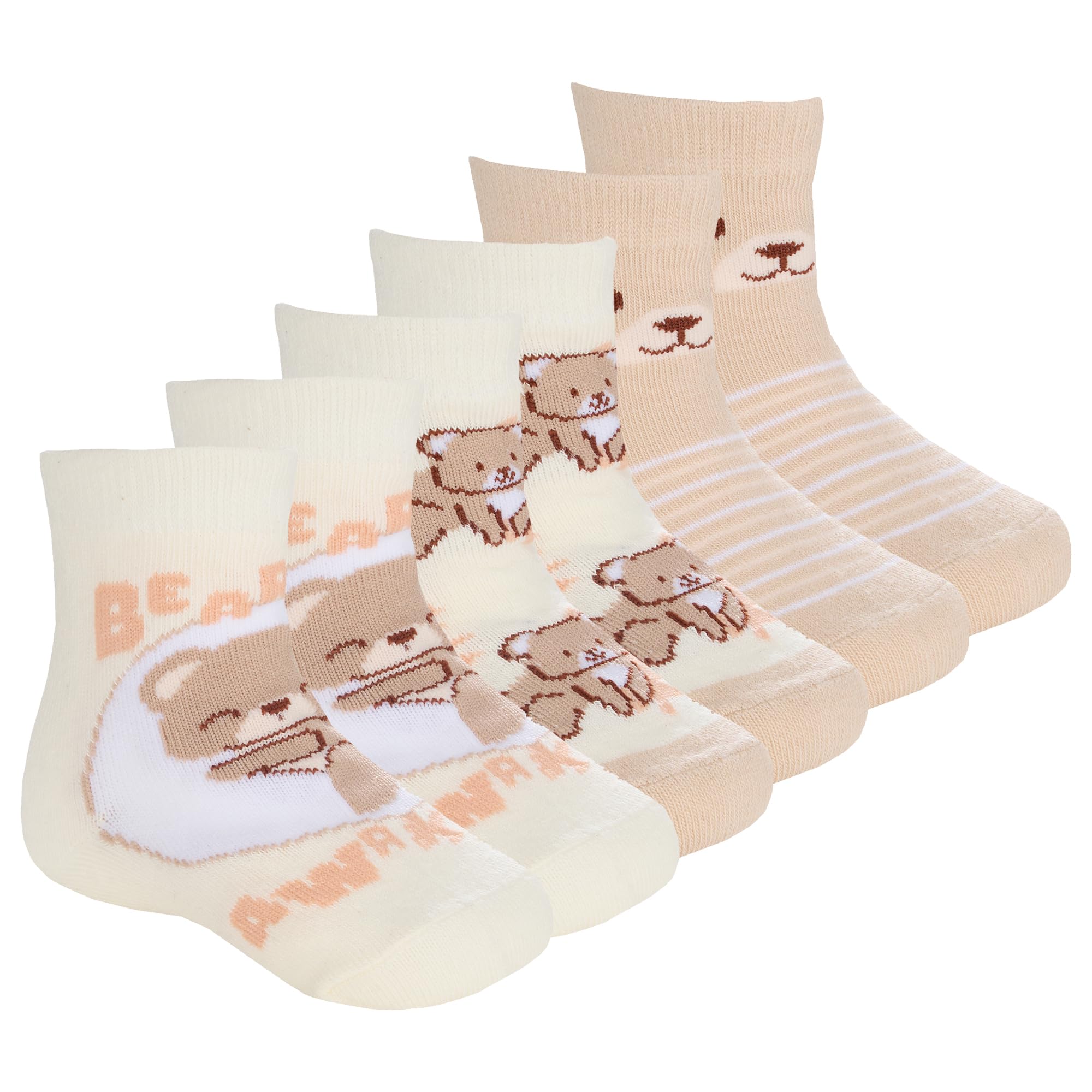 Metzuyan Baby Boys Baby Girls Unisex Cotton Rich Animal Socks 3 Pairs Bear UK 0-0