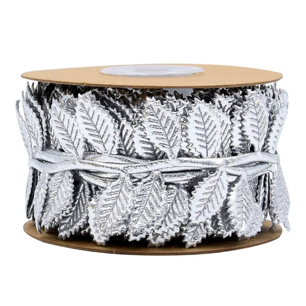 Ancllo Silver 10M Leaves Leaf Ribbon Trim Rope For Garland Diy Crafts And Party Wedding Home Decorations