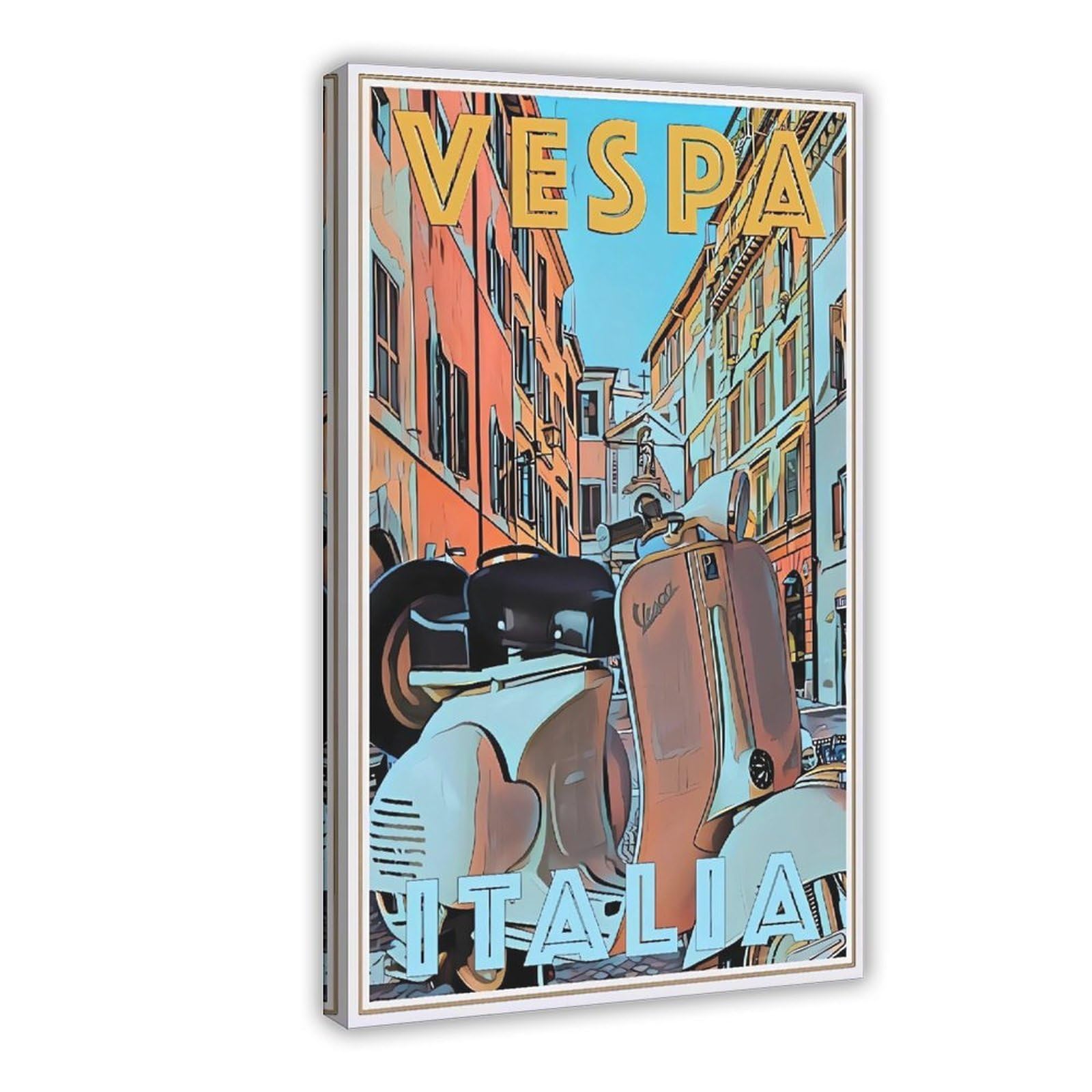 QNVJQKDSI Italian VESPA Travel Vintage Canvas Poster Bedroom Decor Landscape Office Room Decor Gift 20" L X 30" W