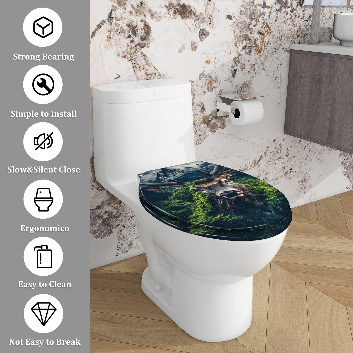Asiento de inodoro alargado genérico para baño