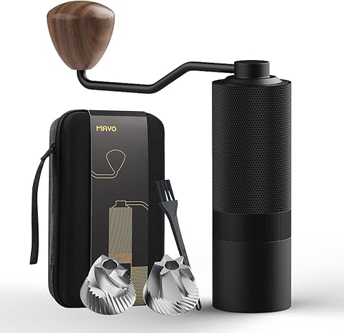 MAVO Wizard - Juego de molinillo de café manual, molinillo de café de rebabas, capacidad de 0.71 oz con 2 rebabas CNC, pentágono y hexagonal,