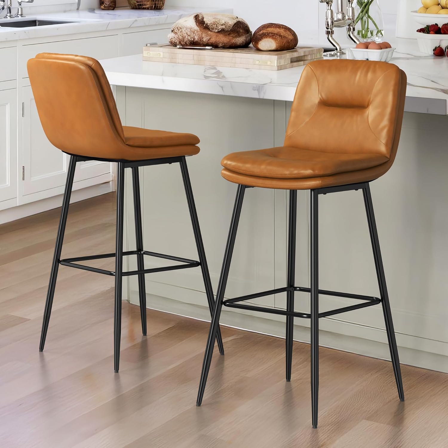 Cozyman Bar Stools Set of 2, DoubleLayer Upholstered Bar