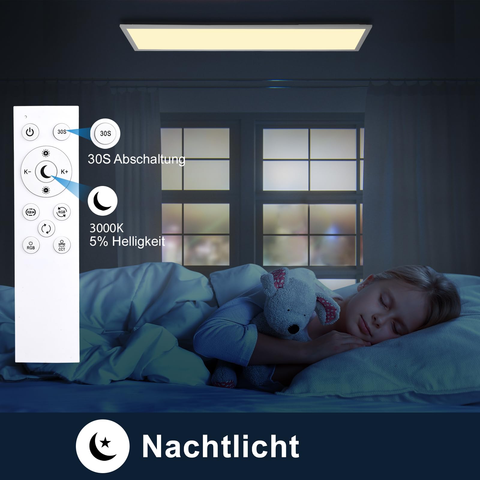Oraymin LED Panel Deckenleuchte 120x30 CM, Lampe Wohnzimmer Mit Fernbedienung, Moderne Küchenlampe 40W 4400LM, Neutralweiße Deckenlampe Für Büro, Wohnzimmer, Küche, Schlafzimmer