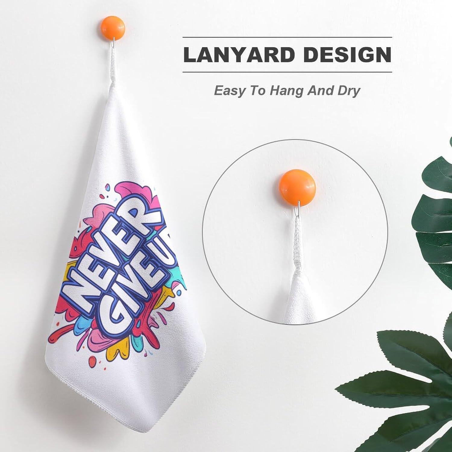 Never Ever Give Up Towel Hand Towels Decorative Towel for Bathroom Kitchen Shower Gym 4PCS