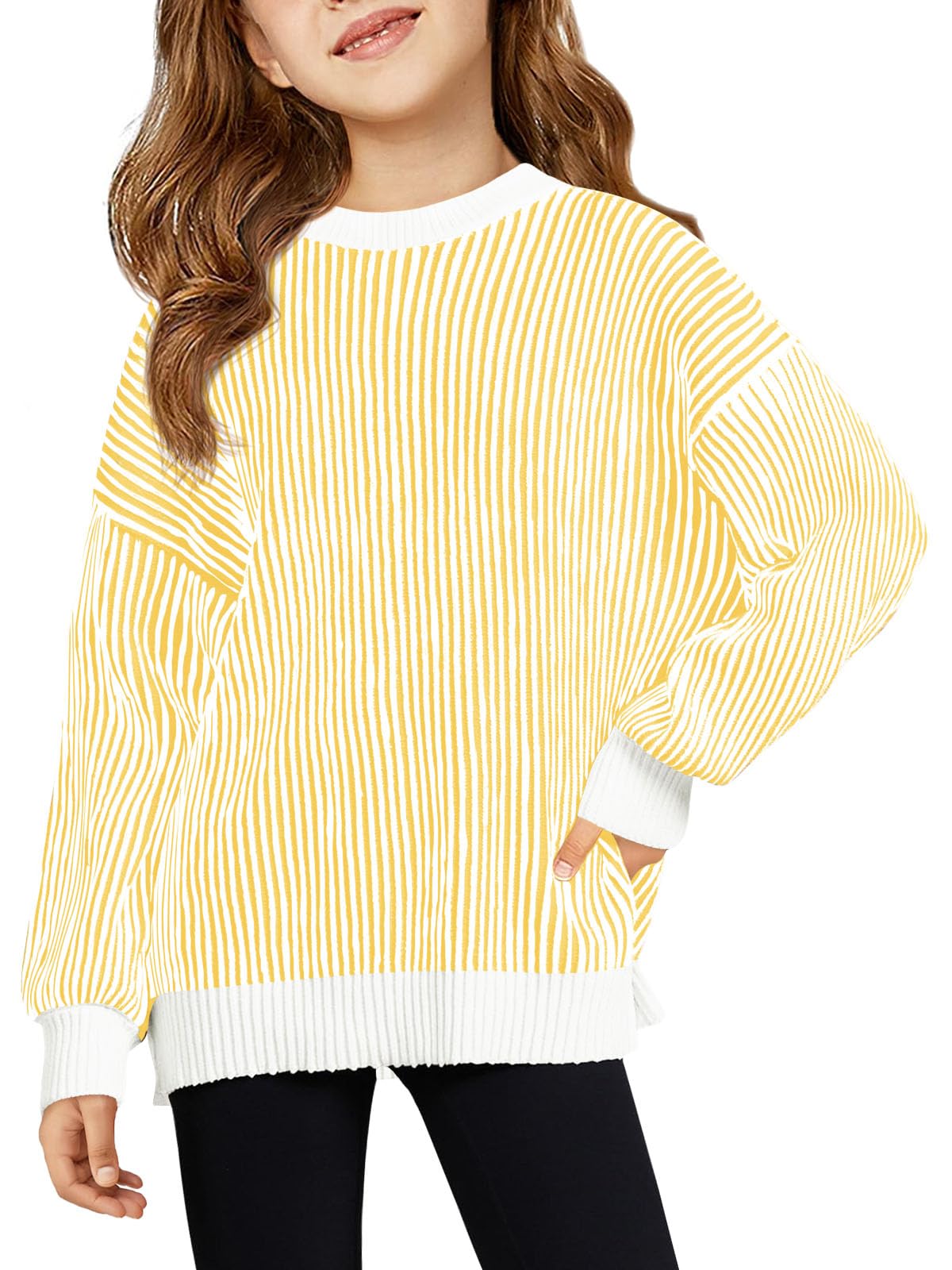 Pull rayé en chenille fille pour l'école et les sorties - 7