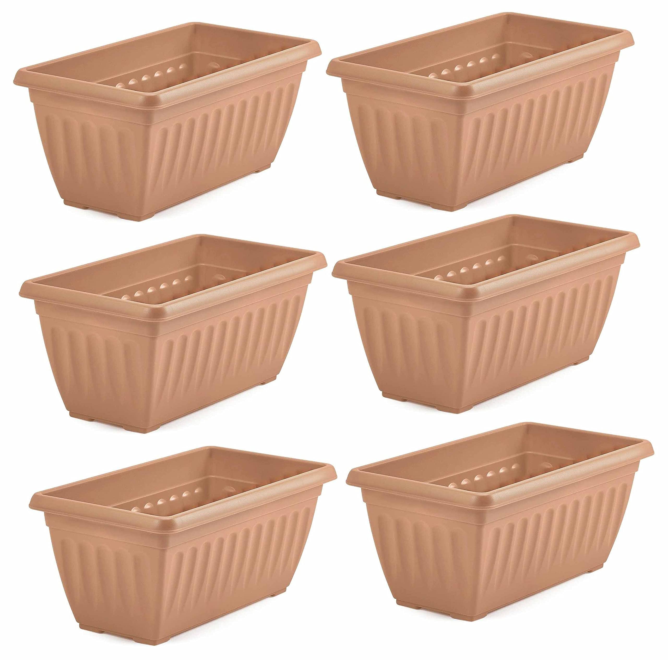 HOMION Athens 40cm rectangular window planter plastic garden pot (Terracotta, 6)