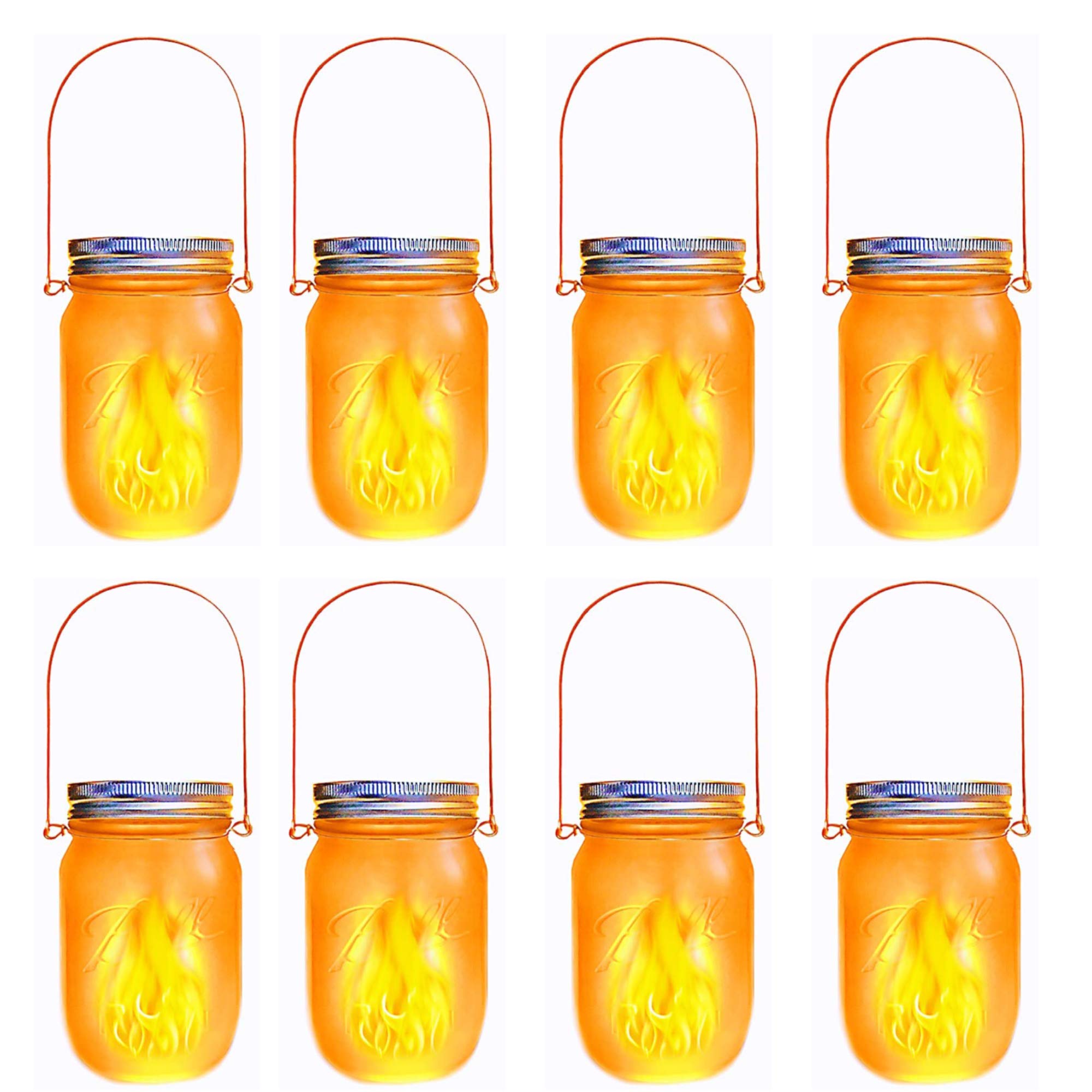 Hanging Solar Mason Jar Lantern Lights,8 Pack Solar Garden Lights for Outdoor Patio Party Garden Wedding Decor Solar Lanterns Light(Mason Jars/Handles Included)