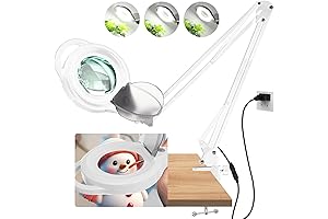 HITTI 10X Magnifying Glass with Light and Stand for Craft Desk